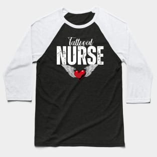 Tattooed Nurse Wings & Heart Baseball T-Shirt